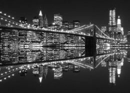 New York (Brooklyn Bridge night BW) - fototapeta