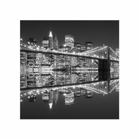 New York (Brooklyn Bridge night BW) - reprodukcja