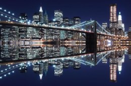 New York (Brooklyn Bridge night) - fototapeta