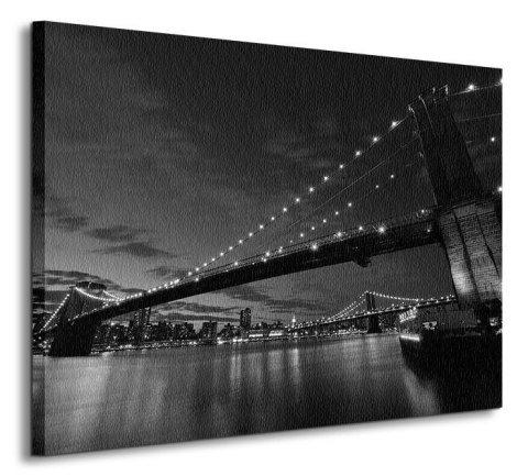 Brooklyn Bridge nocą BW - Obraz na płótnie