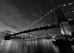 Brooklyn Bridge nocą BW - fototapeta