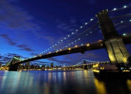 Brooklyn Bridge nocą - fototapeta