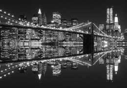 New York (Brooklyn Bridge night BW) - fototapeta 366x254 cm