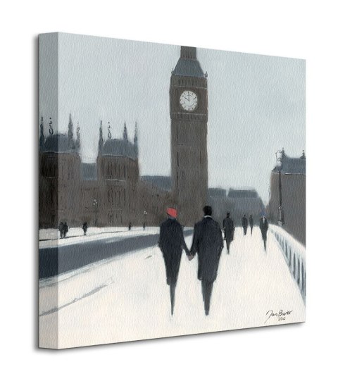 Big Ben, Red Beret and Snow - obraz na płótnie