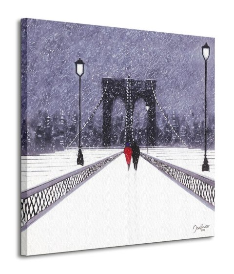 New York, Nighttime Stroll Across Brooklyn Bridge - obraz na płótnie