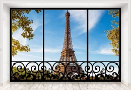 Tour Eiffel Paris France (window) - fototapeta