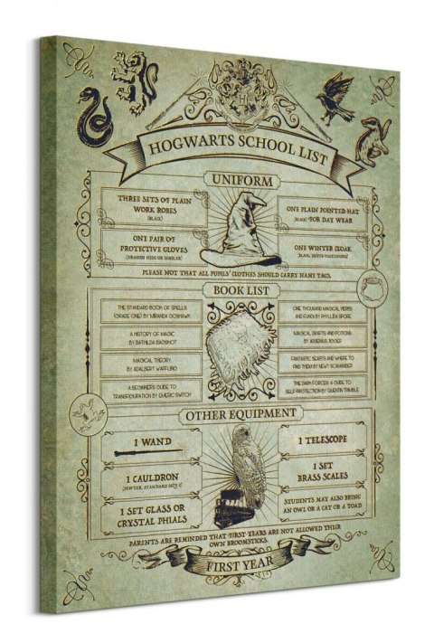 Harry Potter Hogwarts School List - obraz na płótnie