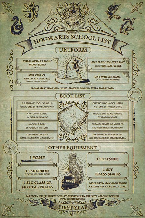 Harry Potter Lista Zakupów do Szkoły - plakat filmowy