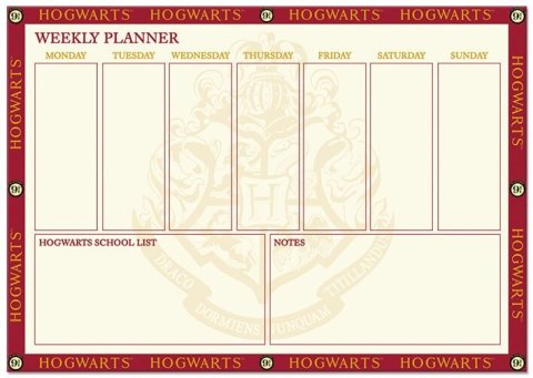 Harry Potter Hogwarts - planer tygodniowy A4